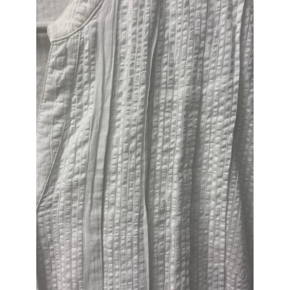 Y.A.S Seersucker Tiered Mini Dress Womens M White Pintuck Sleeveless‎ Summer